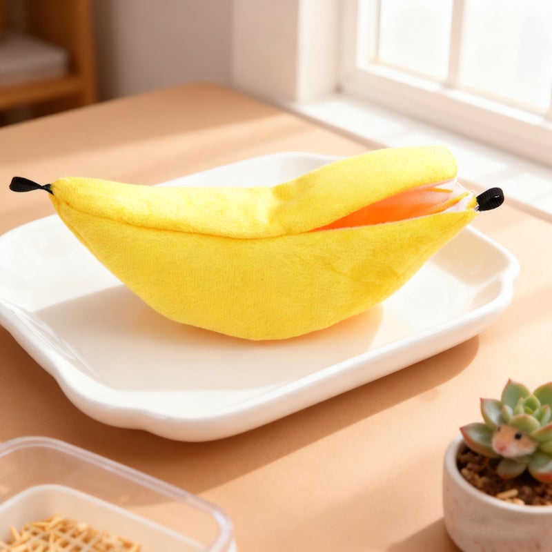 Halloluck 2 Pack Banana Warm Hamster Bed House Hammock Small Animal Warm Bed House Cage, Yellow and Green - Image 4